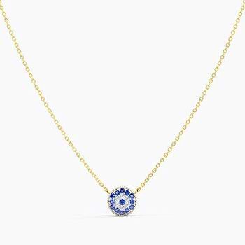 Halo Evil Eye Gemstone Necklace