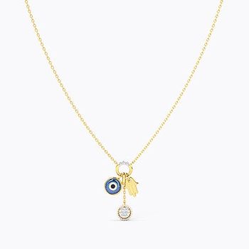 Hamsa Evil Eye Gemstone Necklace