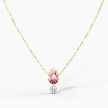 Lotus Bud Diamond Necklace For Women