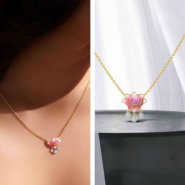 Lotus diamond necklace online