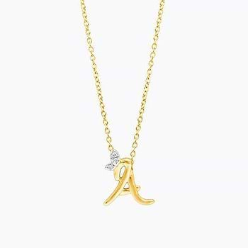 Leafy Alphabet A Diamond Necklace