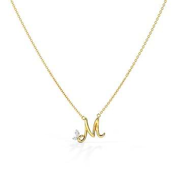 Leafy Alphabet M Diamond Necklace