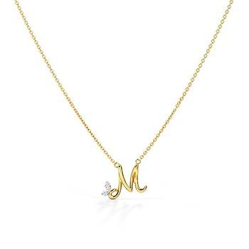 Leafy Alphabet M Diamond Necklace