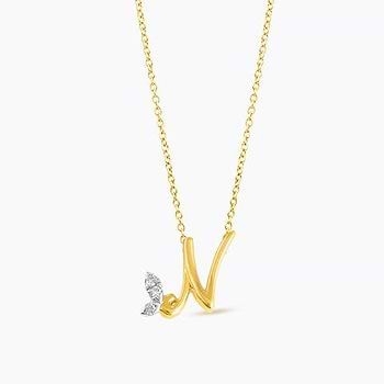 Leafy Alphabet N Diamond Necklace