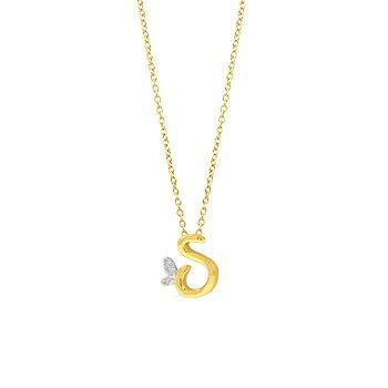 Leafy Alphabet S Diamond Necklace