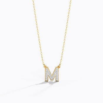 Dazzle Alphabet M Diamond Necklace