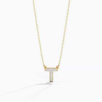 Dazzle Alphabet T Diamond Necklace