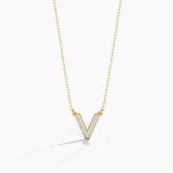Dazzle Alphabet V Diamond Necklace