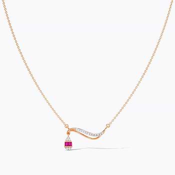 Curved Drop Gemstone Pendant Necklace