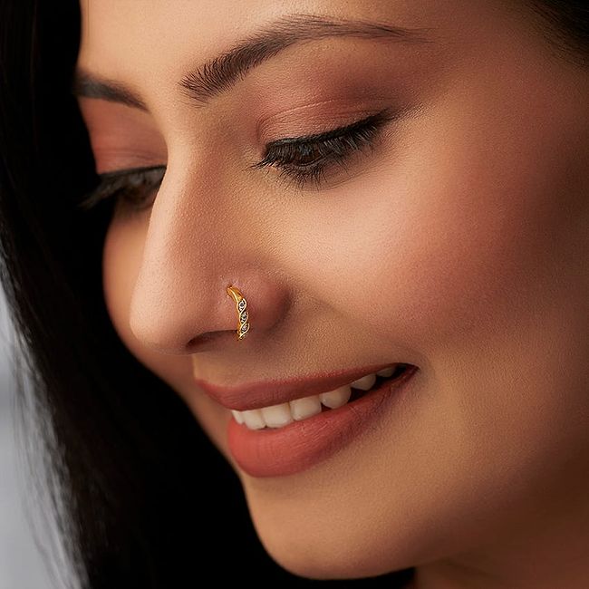 Real gold and diamond nose rings shop
