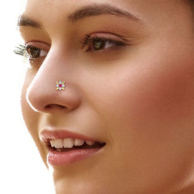 14k Solid Gold Star Stone Nose Ring Gold Nose Pin 20g - Etsy Israel