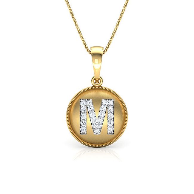 M Alphabet Diamond Pendant