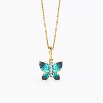 Hover Blue Butterfly Diamond Pendant