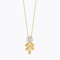 CaratLane Yellow Gold Floret Pearl String Gemstone Necklace 18 Karat