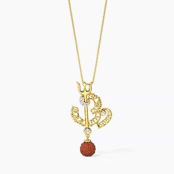 Om Trishul Gemstone Pendant For Women