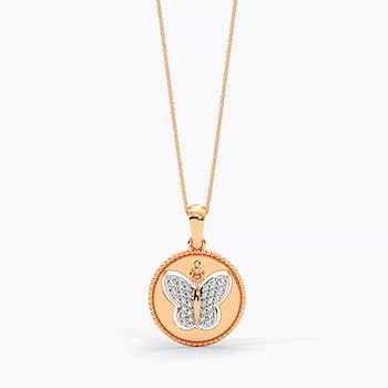 Crescent Wings Diamond Pendant