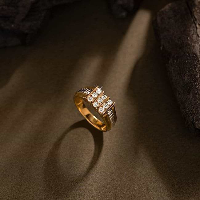 Ethan Diamond Ring For Men | Band In Two-Tone Gold | CaratLane