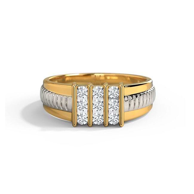 Elio Diamond Ring For Men | Rings In Two-Tone Gold | CaratLane