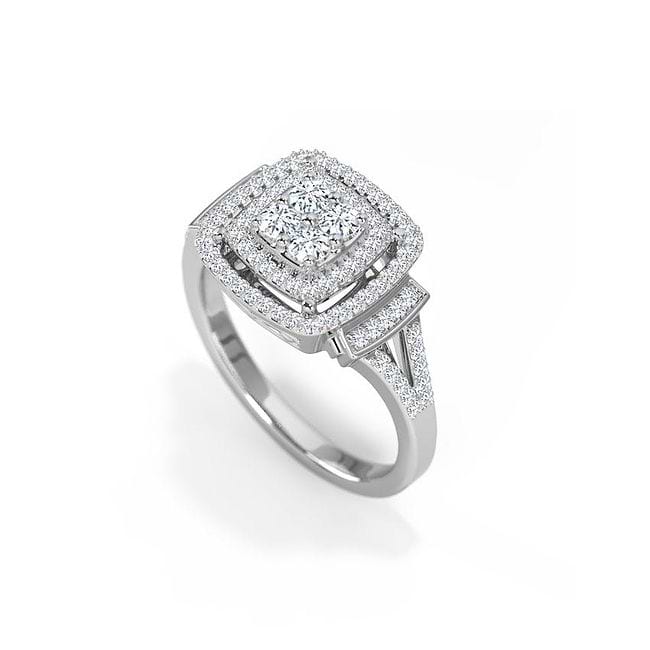 Shop Two Row Square Diamond Ring Online - CaratLane US