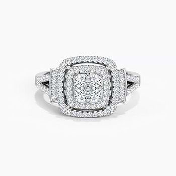 Two Row Square Diamond Ring
