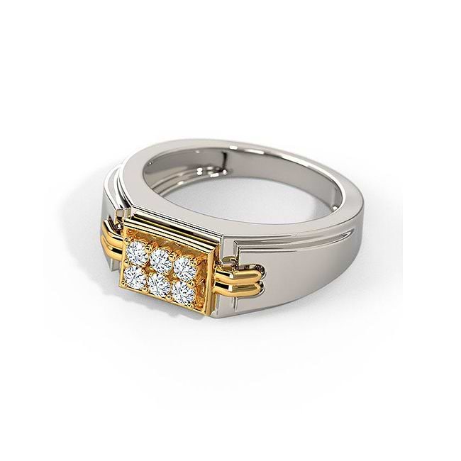 14K Two Tone Yellow Gold Black Diamond Mens Ring Size 10.25: 40269984694341