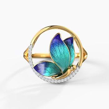 Encircle Blue Butterfly Diamond Ring