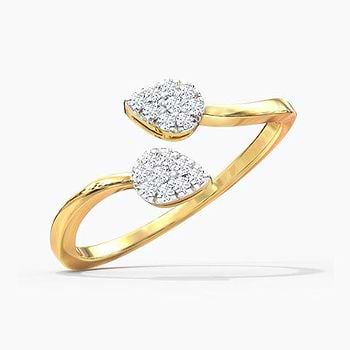 Twin Leaves Open Diamond Ring