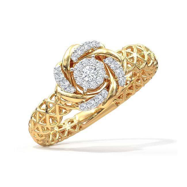 Gold and Diamond Mesh Ring