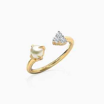 Pearl Spade Diamond Ring