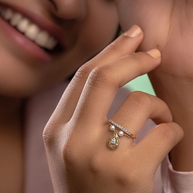 Pearl drop engagement rings shop