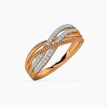 Shimmery Cross-over Diamond Ring