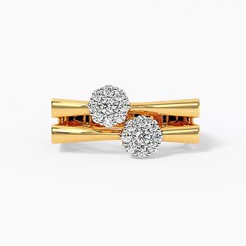 Two Shank Diamond Cluster Ring