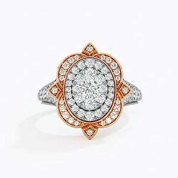 Di color Vintage Halo Composite Ring