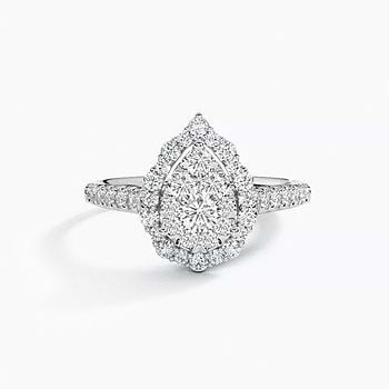 Arch Pear Halo Composite Ring