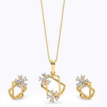 Floral Bliss Diamond Pendant Set