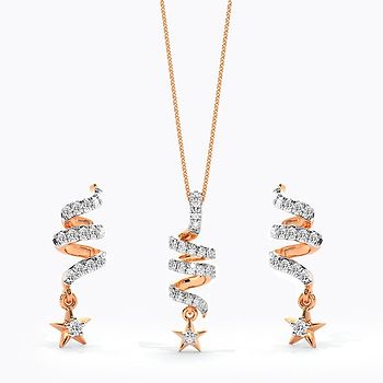 Starry Whirls Diamond Pendant Set