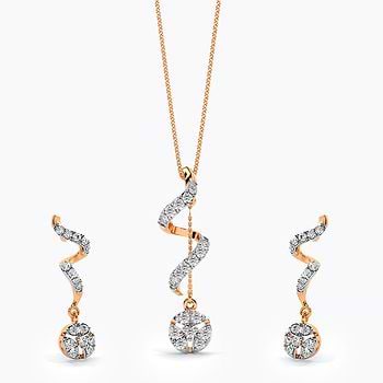Circle Swirl Diamond Pendant Set