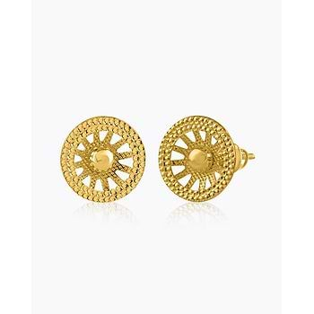 Wheel 22KT Gold Stud Earrings