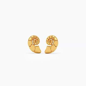 Shimmery Shells 22KT Gold Stud Earrings