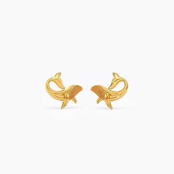 Whale Wink 22KT Gold Stud Earrings
