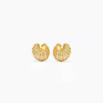 Scallop Shells 22KT Gold Stud Earrings