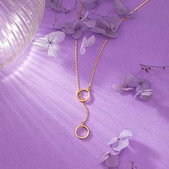 Dazzle Disc Gold Lariat Necklace