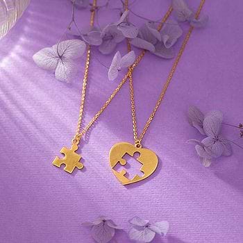 Heart Puzzle Gold Chain Necklace
