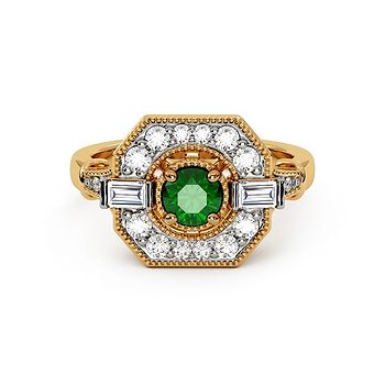 Stepped Diamond Serenade Gemstone Ring