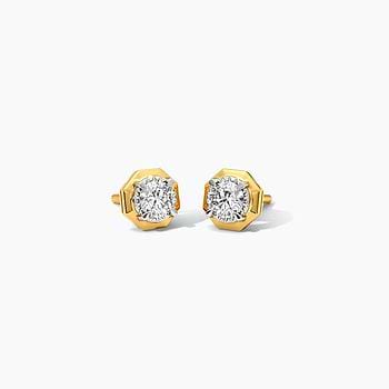 Classic Hexa Solitaire Stud Earrings