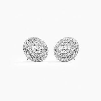 Round Double Halo Solitaire Stud
