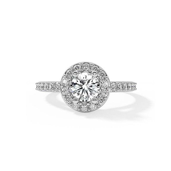 Round solitaire with halo sale