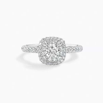 Dicushion Halo Solitaire Ring