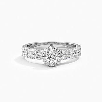 Fish Tail Halo Solitaire Ring