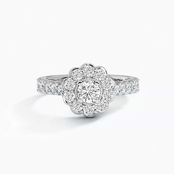 Floral Halo Solitaire Ring